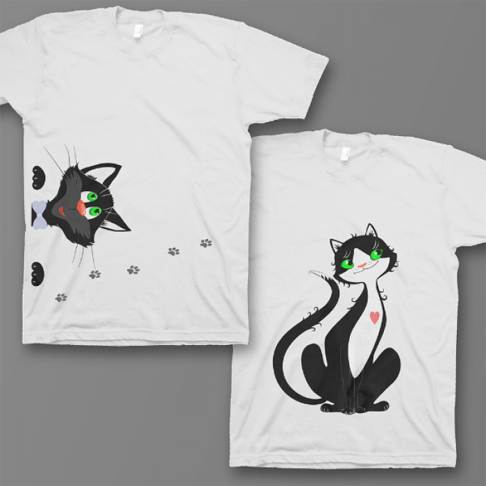 Парные футболки для влюбленных "Смешные котики"